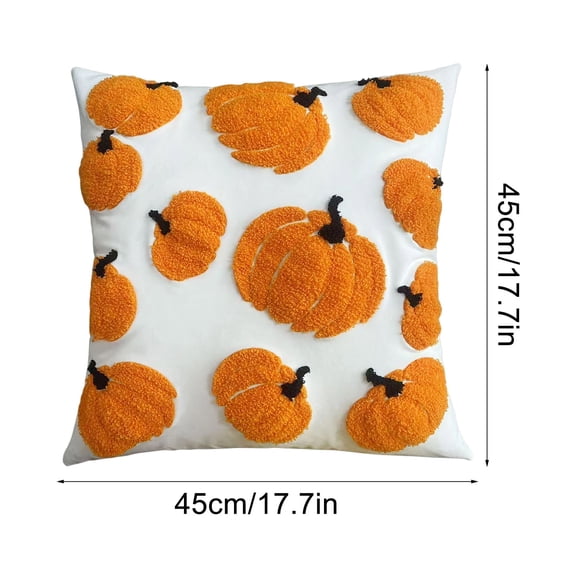 Luoshdecor Fall Pillow,Thanksgiving Decorations Pumpkin Throw Pillows 17.7x17.7 in,Soft Plush Faux Fur Farmhouse Home Decor