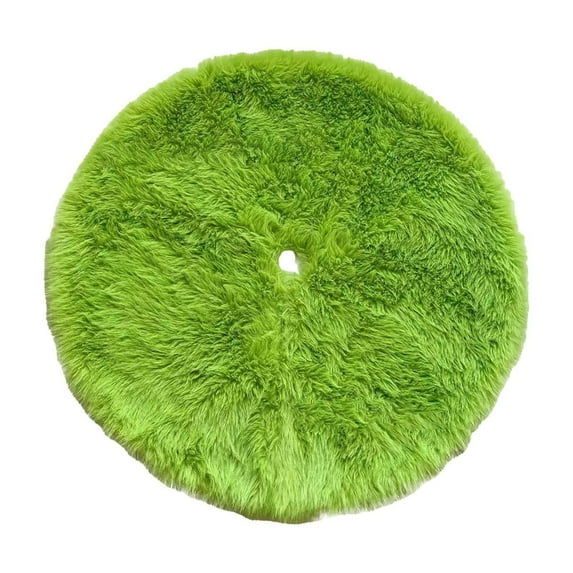 Luoshdecor Faux Fur Christmas Tree Skirt,Green Xmas Tree Skirts Xmas Decoration Mat Plush Carpet for Holiday Home Party 23.6 in
