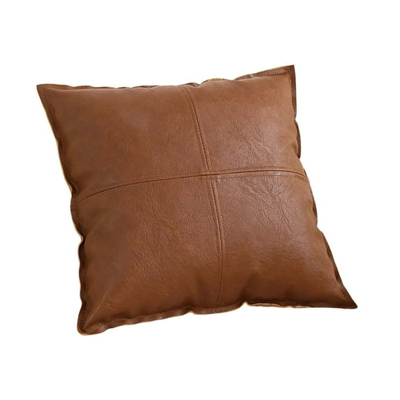 Luoshdecor Faux Leather Throw Pillow Covers 15.7 X 15.7 In,Hand Stitched Leather Decorative Pillow Cover for Couch Sofa Bed Living Room Home Garden
