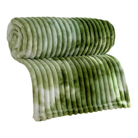 Luoshdecor Flannel Tufted Throw Blanket 90x79 in,Silky Flannel 3D Ribbed Jacquard Lightweight Bed Blanket for All Season Use