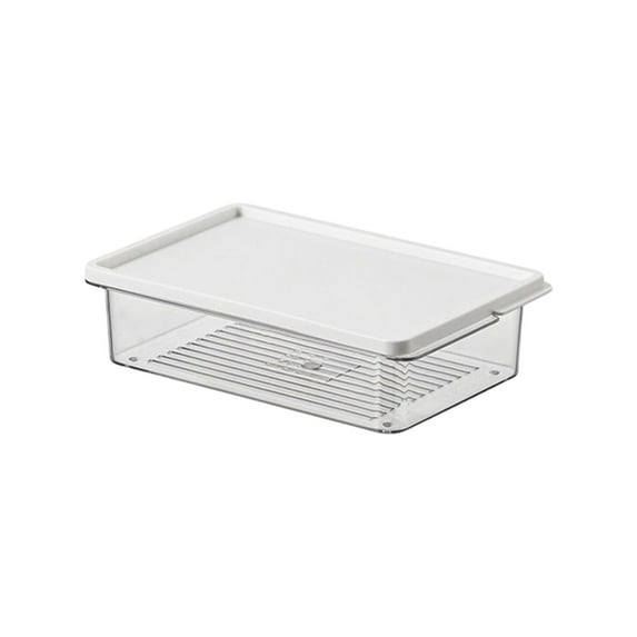Luoshdecor Flat Plastic Box for Kitchen with Lid,Clear Storage Container with Non-slip Bottom,for Kitchen, Fridge, Freezer