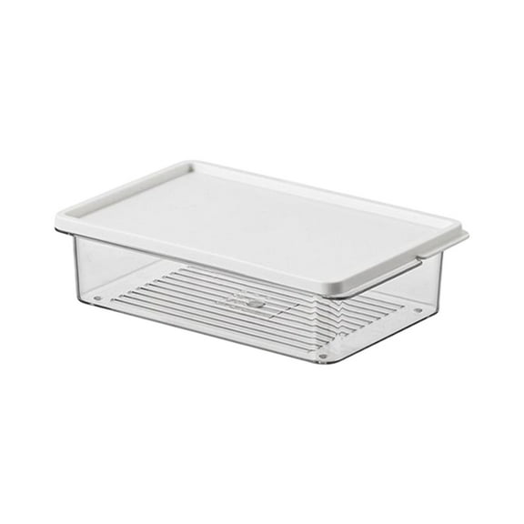 Luoshdecor Flat Plastic Box for Kitchen with Lid,Clear Storage Container with Non-slip Bottom,for Kitchen, Fridge, Freezer