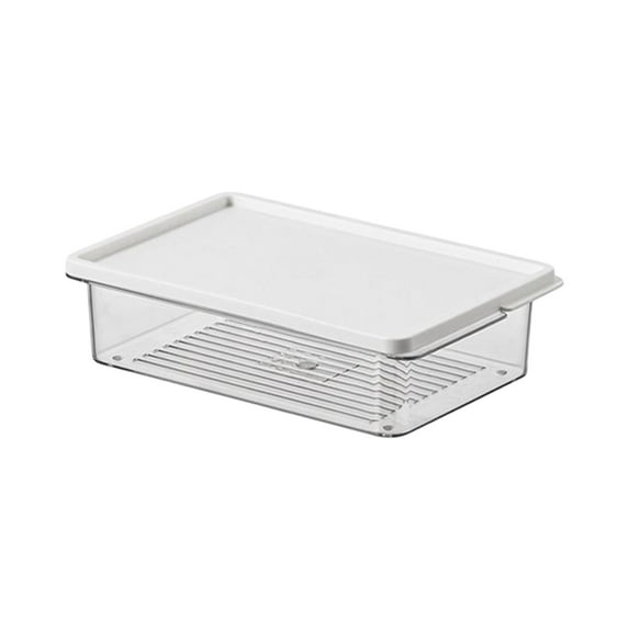 Luoshdecor Flat Plastic Box for Kitchen with Lid,Clear Storage Container with Non-slip Bottom,for Kitchen, Fridge, Freezer