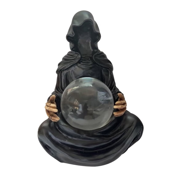 Luoshdecor Floating Bat Crystal BallResin Halloween Figurine, Fantasy Decor Grim Reaper Statue, Grim Reaper with Crystal Ball Creepy for Table,Office Decor