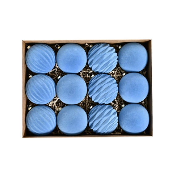 Luoshdecor Flocked Ornaments for Christmas Tree Decorations,12 Pcs Shatterproof Velvet Ball Ornament for Xmas Holiday Decor