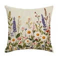 thumbnail image 1 of Luoshdecor Floral Embroidered Throw Pillow Covers，18x18in,Boho Spring Cozy Flower Pillowcase for Living Room Couch Sofa Bed, 1 of 6