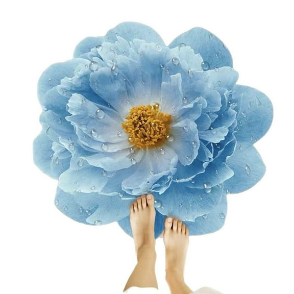 Luoshdecor Flower Theme Bath Mat, Heavy Duty Low Profile Anti-slip Entryway Rug for Home Entrance, Floor, Patio Entry, Mud Room, Cute Decor Doormat