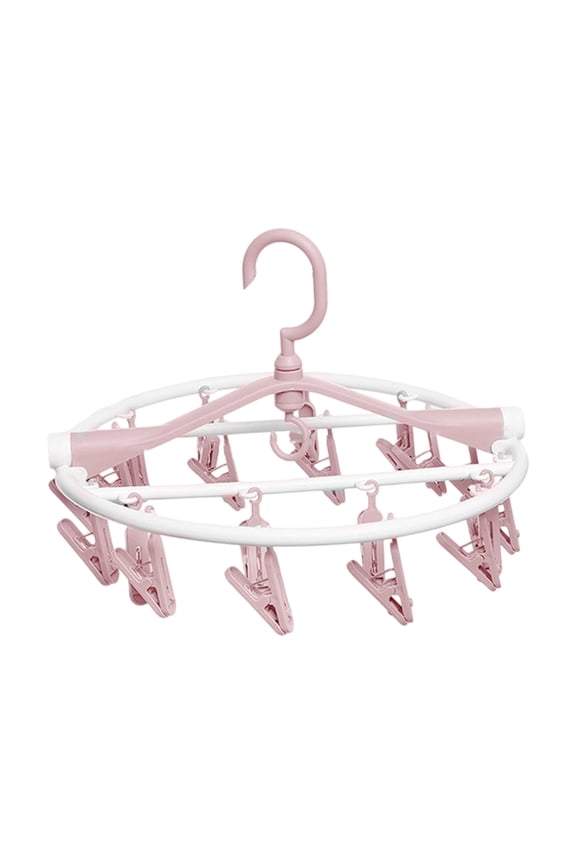 Foldable Drying Rack with 20 Clips,360° Rotatable Hook for Drying Towels Bras Baby Clothes Gloves Plast
