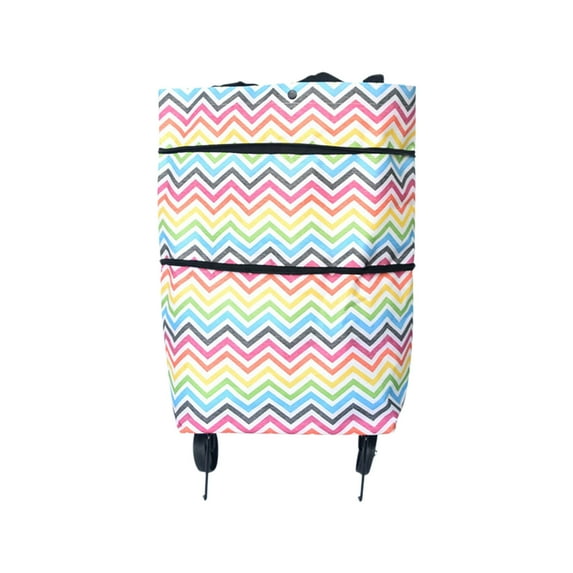 Luoshdecor Folding Shopping Bag with Wheels, Waterproof Grocery Carts,Reusable Travel Bag for Women or Men, Home, Kitchen