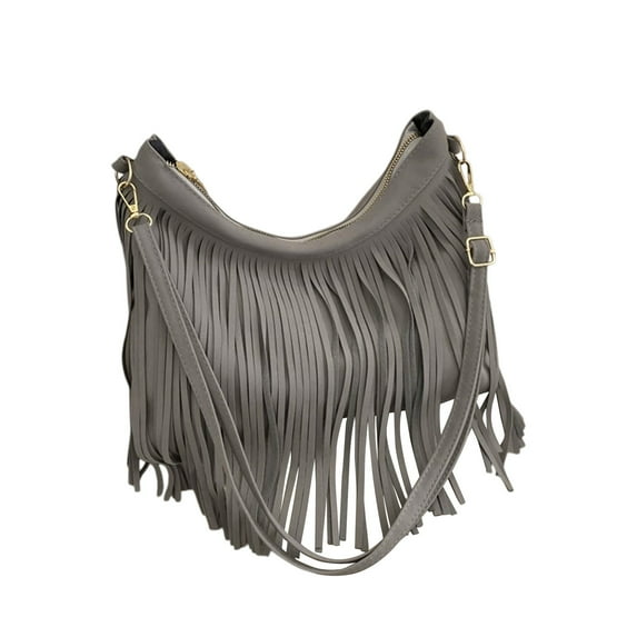 Luoshdecor Fringe Crossbody Bag Zipper Shoulder Bag for Women,Lightweight Wallet with Strap for Work College Travel Daily
