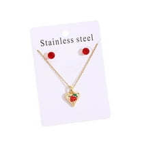 Luoshdecor Fruit Necklace Earrings Set,Crystal Charm Jewelry Gift for Women Valentine's Day,Wedding