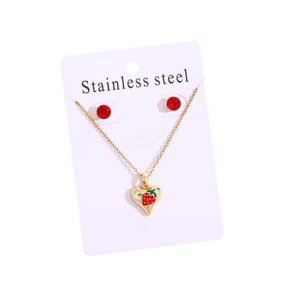 Luoshdecor Fruit Necklace Earrings Set,Crystal Charm Jewelry Gift for Women Valentine's Day,Wedding
