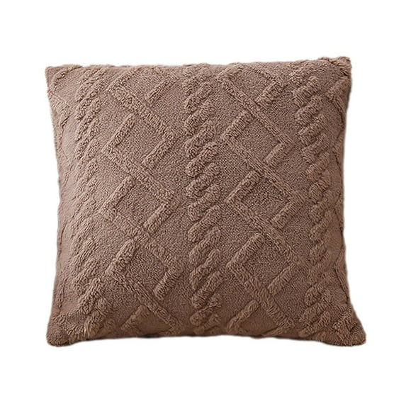 Luoshdecor Geometric Jacquard Throw Pillow, Soft Cozy Decorative Velvet Pillow for Couch Bed Sofa Farmhouse Neutral Solid Color(17.7"x17.7")