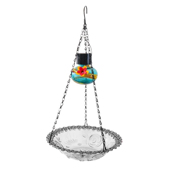 Luoshdecor Glass Hummingbird Feeder and Bath, Spring Outdoor Balcony Garden Bowl Decor for Birds