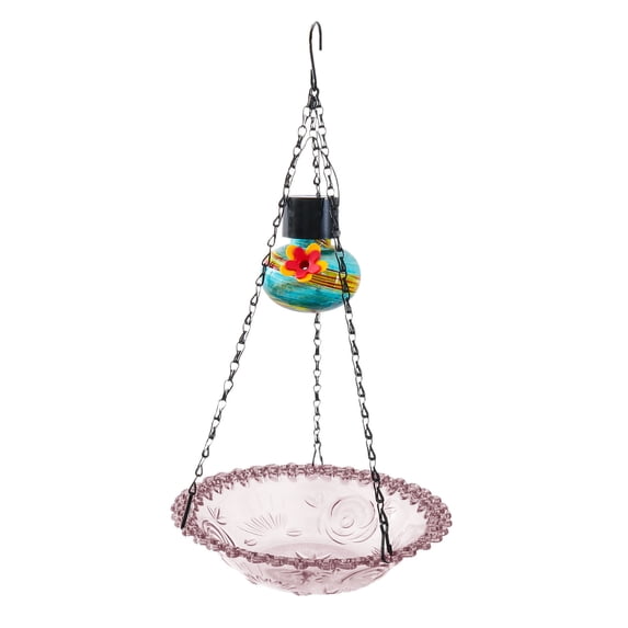Luoshdecor Glass Hummingbird Feeder and Bath, Spring Outdoor Balcony Garden Bowl Decor for Birds