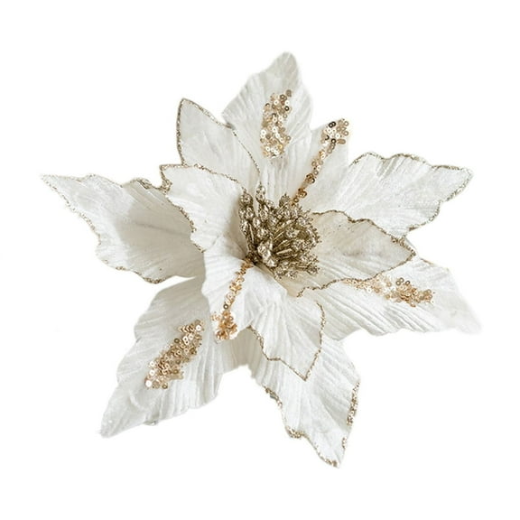 Luoshdecor Glitter Artificial Flower Christmas Tree Ornament,Faux Flower for Xmas New Year Wedding Party Holiday Decor