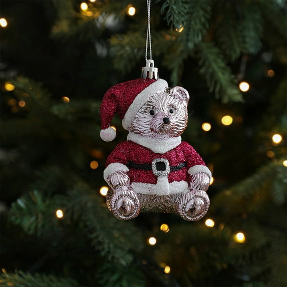 Luoshdecor Glitter Christmas Hanging Decorations 2025, Cartoon Bear Snowman Donumt Lollipop Ice Cream Shape Ornaments,for for Home, Party, DIY Crafts