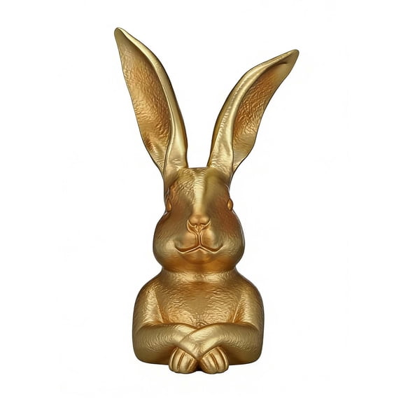Luoshdecor Gold Bunny Statue,Resin Vintage Rabbits Easter Table Decor,Spring Gift for Home Indoor Decoration