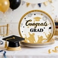 thumbnail image 1 of Luoshdecor Gold Graduation Party Supplies,Black and Gold Graduation Plates Disposable Dessert Plates for College Graduation Party Decorations, 1 of 6