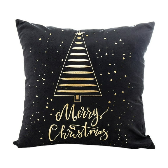 Luoshdecor Gold and Black Throw Pillow Covers 18x18 in,Merry Christmas Pillow Cases Square Decorative Cushion for Outdoor Home Bed Sofa Couch