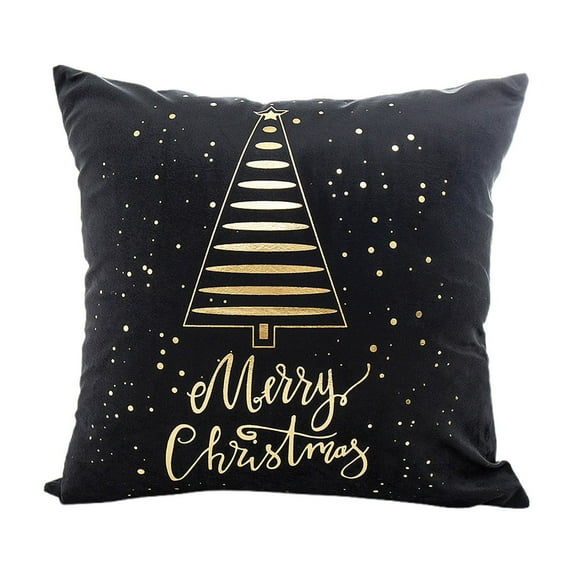 Luoshdecor Gold and Black Throw Pillow Covers 18x18 in,Merry Christmas Pillow Cases Square Decorative Cushion for Outdoor Home Bed Sofa Couch