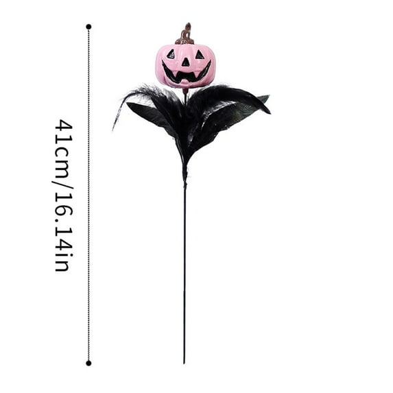 Luoshdecor Halloween Artificial Flower with Pink Pumpkins and Skull,Gothic Floral Stems Spooky Haunted House Decor for Dining Living Room Bedroom,Indoor Outdoor