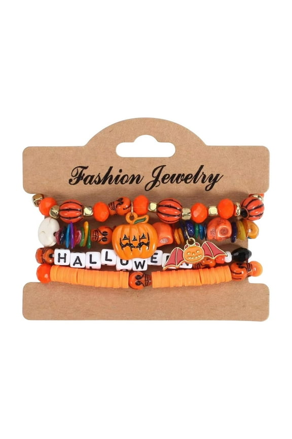 Halloween Bracelets Skull Pumpkin Bat Cute Bracelet,Layered Beaded Bracelets,for Women Teen