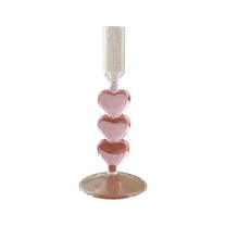 Luoshdecor Heart Glass Candle Holders for Valentine's Day,Taper Candle Holders for Centerpieces Decoration
