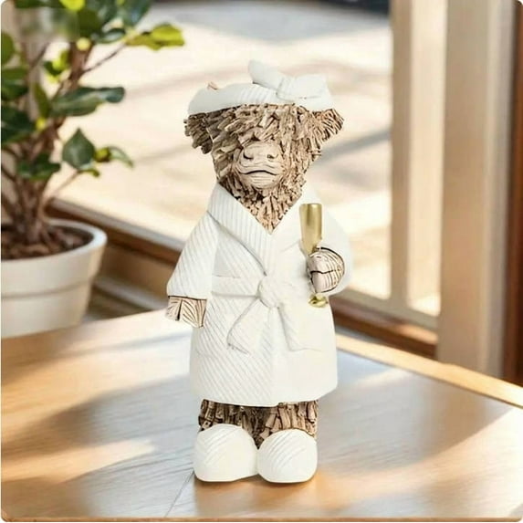 Luoshdecor Highland Cow Statue,Cute Bathrobe Resin Bath Highland Cow for Christmas Farmhouse Home & Tabletop Decor