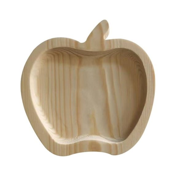 Luoshdecor Holiday Apple Shaped Wooden Serving Tray,Rustic Farmhouse Food Dish Plate for Christmas Thanksgiving Party Supplies