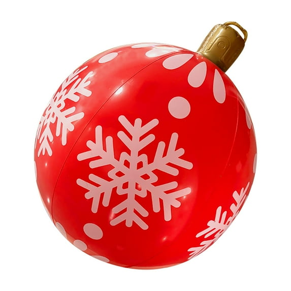 Luoshdecor Inflatable Christmas Decorated Ball Ornaments,Red Giant Plastic Blow up Snowflakes Ball for Yard Lawn Porch Decor 19.7 in
