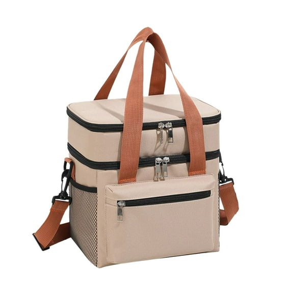 Luoshdecor Insulated Lunch Bag for Women Men,Double Deck Lunch Reusable Bag Cooler Tote Bags with Adjustable Shoulder Strap for Office, Work, Picnic