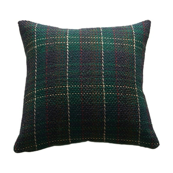 Luoshdecor Knitted Pillow Covers,18x18 in Stripes Plaid Farmhouse Decorative Throw Pillow Cover,Retro Plaid Tartan Gift for Living Room Couch Bed Sofa