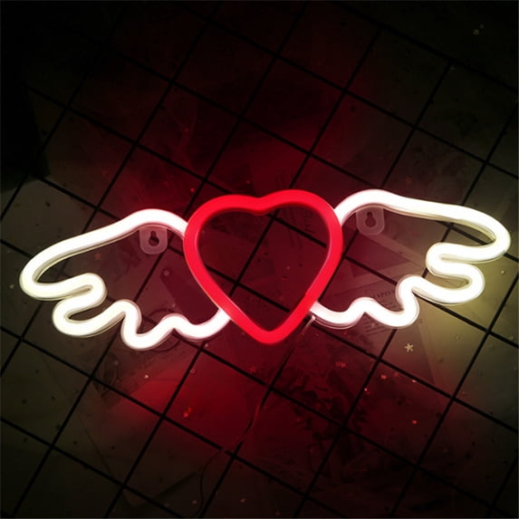 Luoshdecor LED Neon Night Light Angle Heart Shape, Melt Heart Light Wall Room Sign Decor for Wedding Valentine's Day