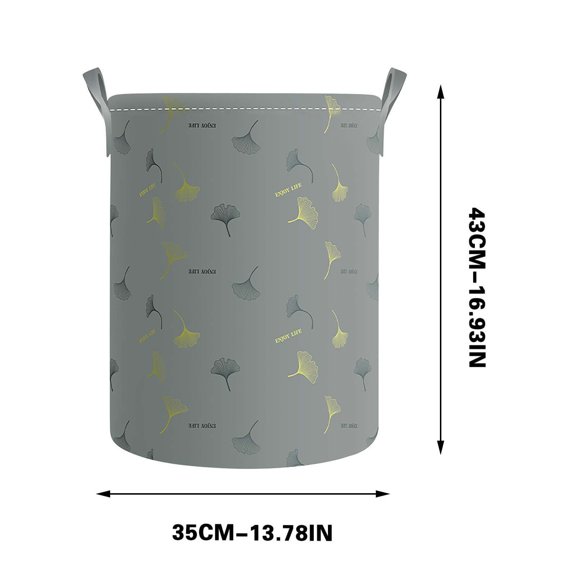 Luoshdecor Large Laundry Basket Collapsible ,Round Laundry Organizer Hamper Storage Bins for Home,Office,Home Decor (Ginkgo Leaf Printing)