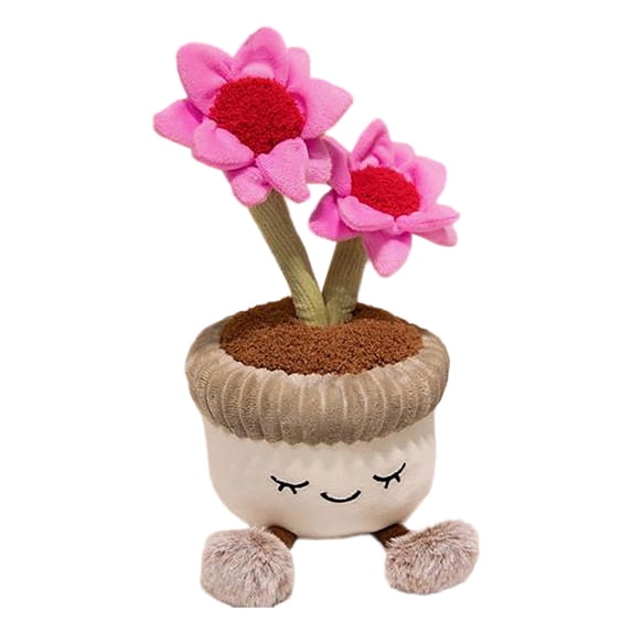 Luoshdecor Large Plush Flower in Pots,Hand Weave Flower, Cactus & Sunflower Stuffed Plants for Desk & Nursery Room Decor Gift