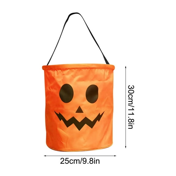 Luoshdecor Light LED Halloween Candy Bag,Cylinder Pumpkin Candy Pouch for Trick or Treating,Halloween Party Supplies (Orange)
