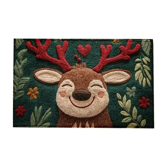 Luoshdecor Merry Christmas Door Rugmat，15.7x23.6 in Rectangular Soft Plush Xmas Theme Mat for Home Kitchen Winter Pary Decor