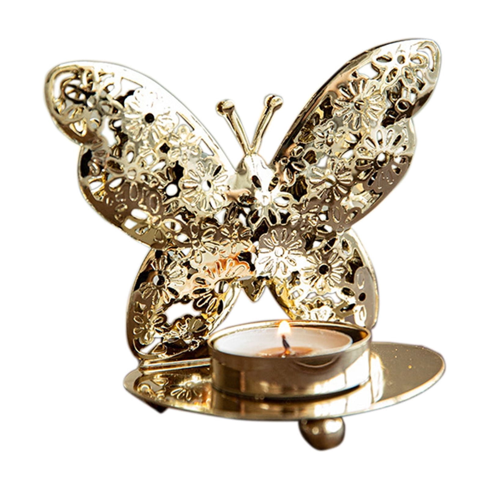 Luoshdecor Metal Hollow Out Butterfly Candle Holder,Table Candle Tray