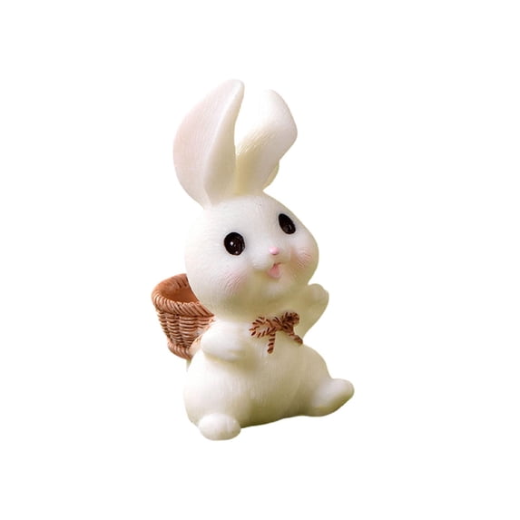 Luoshdecor Mini Bunny Figurines,Cute Resin Rabbit Miniatures for Cake Toppers, Desk & Car Decorations