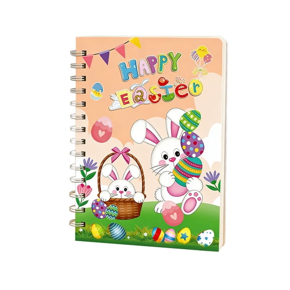 Luoshdecor Mini Easter Notebook A7 Size ,Portable Notepad with Cute Bunny Pattern for Travel & Office