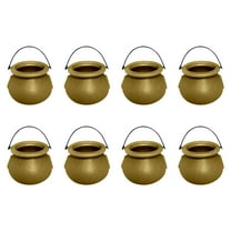 Luoshdecor Mini Plastic Cauldron Kettle 8 Pcs,Halloween Plastic Witch Decorative Cauldron Pot for Halloween Party