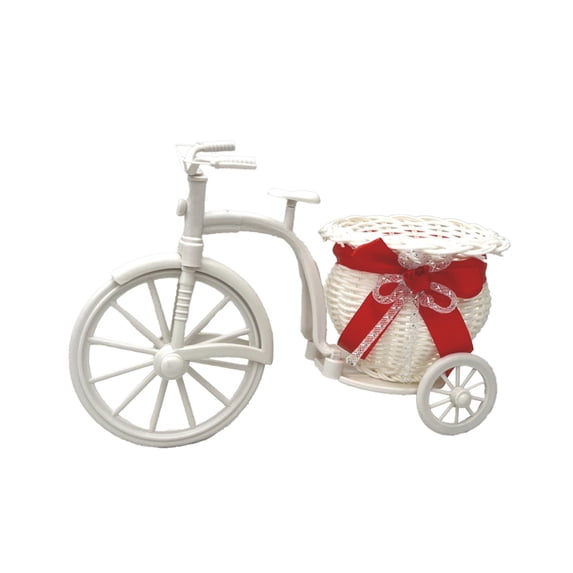 Luoshdecor Nostalgic Bicycle Decor Plant Stand,White Weave Flower Vases for Flower Bouquet Decoration Planter Garden Home Wedding Decoration