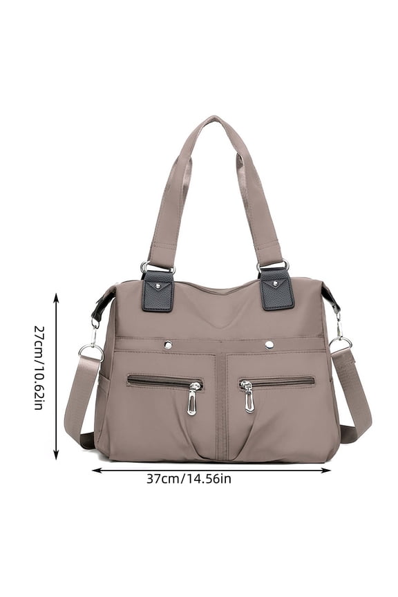 Nylon Tote Bag for Women Shoulder Tote Bag with Zipper and Multiple Pockets, Waterproof Purse and Lightweight Handbags