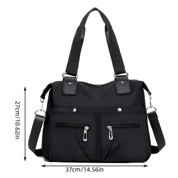 Luoshdecor Nylon Tote Bag for Women Shoulder Tote Bag with Zipper and Multiple Pockets, Waterproof Purse and Lightweight Handbags