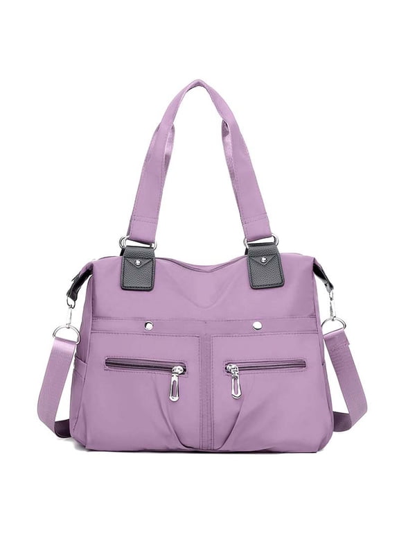 Nylon Tote Bag for Women Shoulder Tote Bag with Zipper and Multiple Pockets, Waterproof Purse and Lightweight Handbags