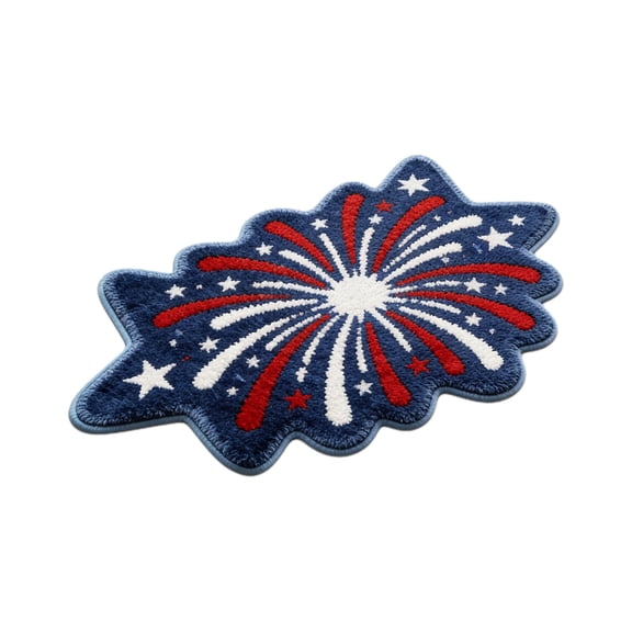 Luoshdecor Patriotic Flag Bathmat, Non-Slip Plush Fireworks Bath Carpet,4th of July Decoration for Indoor/Outdoor Bathroom Kitchen Decor