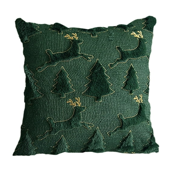Luoshdecor Pine Tree Elk Pillow ,Plush Xmas Tree Reindeer Decorative Pillowcushion Holiday Throw Square Pillow Home Decor 18x18 in