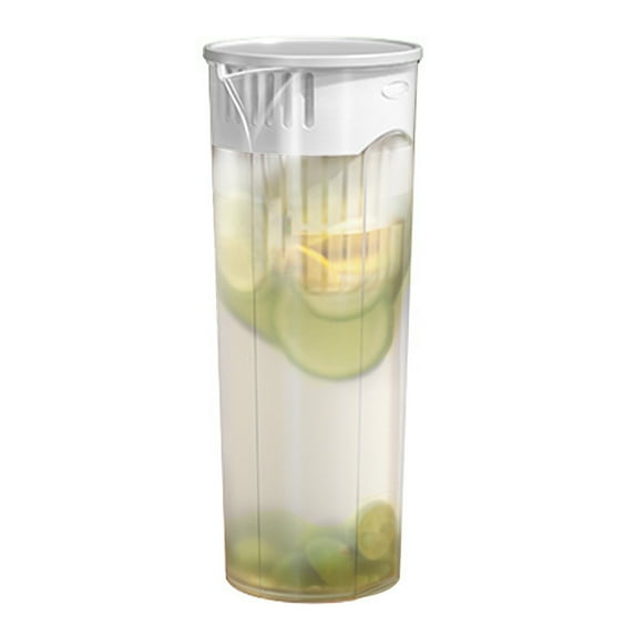 Luoshdecor Plastic Iced Fruit Pitcher with Fruit Infuser, Shatterproof Beverage Jug for Iced Tea, for Iced Tea, Lemonade, Juices, Milk 2L