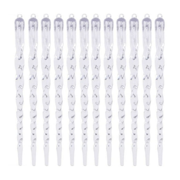 Luoshdecor Plastic Icicle Ornaments,12Pcs Christmas Clear Tree Hanging Decoration for Holiday Xmas Party Wedding Decor